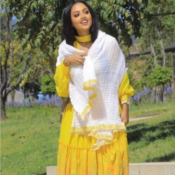 Ethiopian/Eritrean Traditional Chiffon Dress - Picture 1 of 9